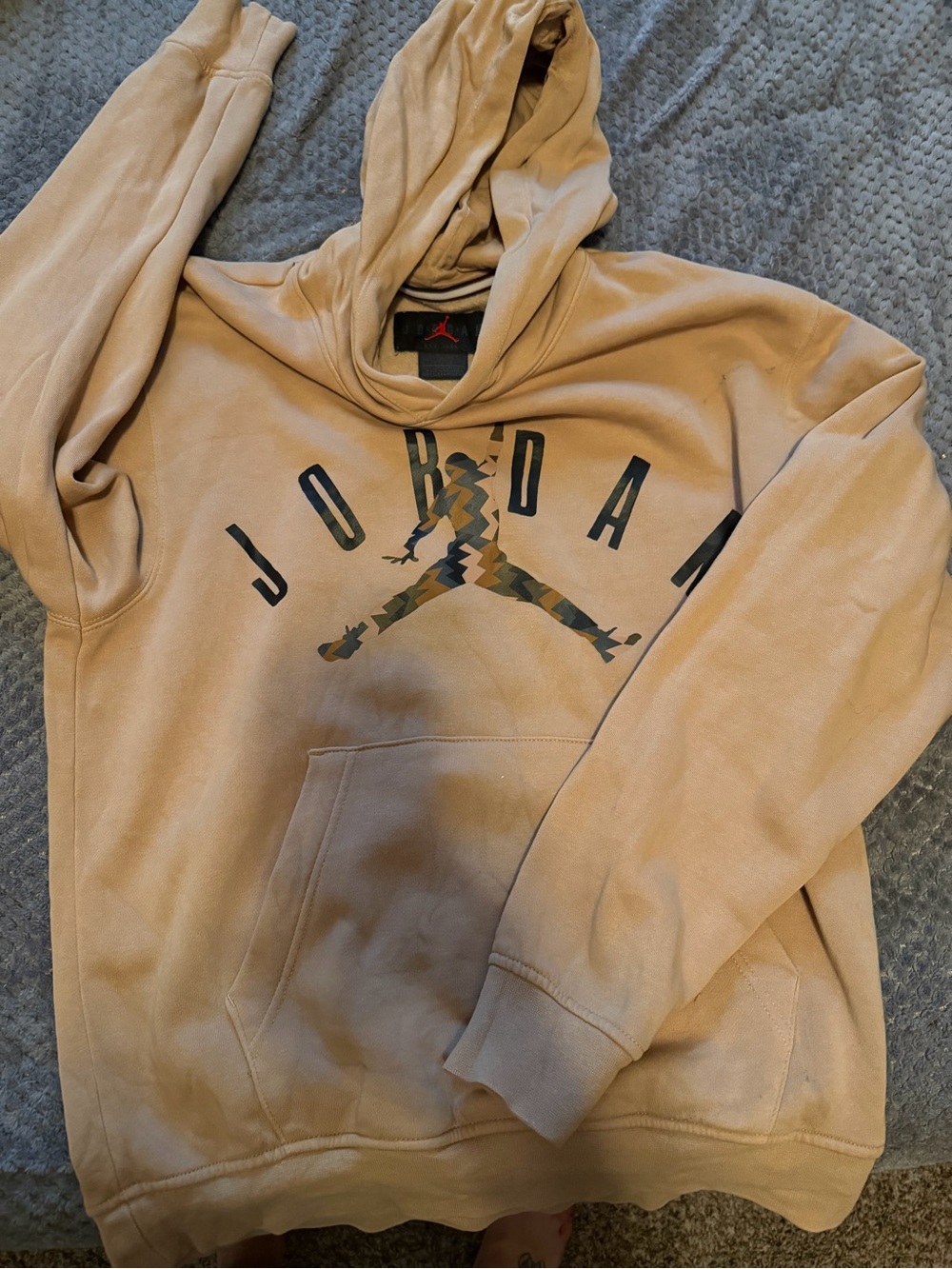 Jordan Men's Tan Hoodie with Camo Jumpman